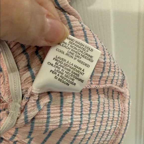 NSR Pink and Light Blue Striped Blouse off and on Shoulder - Picture 3 of 9